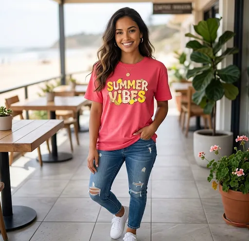 ​Summer Vibes Retro Graphic  T-Shirt